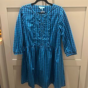 NWT Draper James Raelynn Ruffle Placket Shift Dress on Blue Gingham